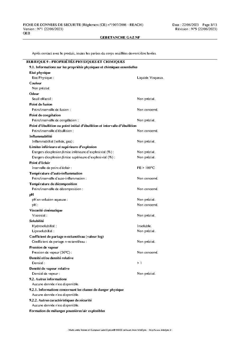 Fiche technique fournisseur