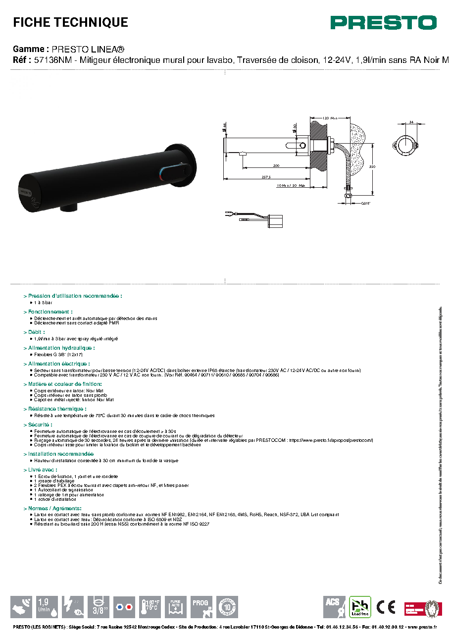 Fiche technique fournisseur