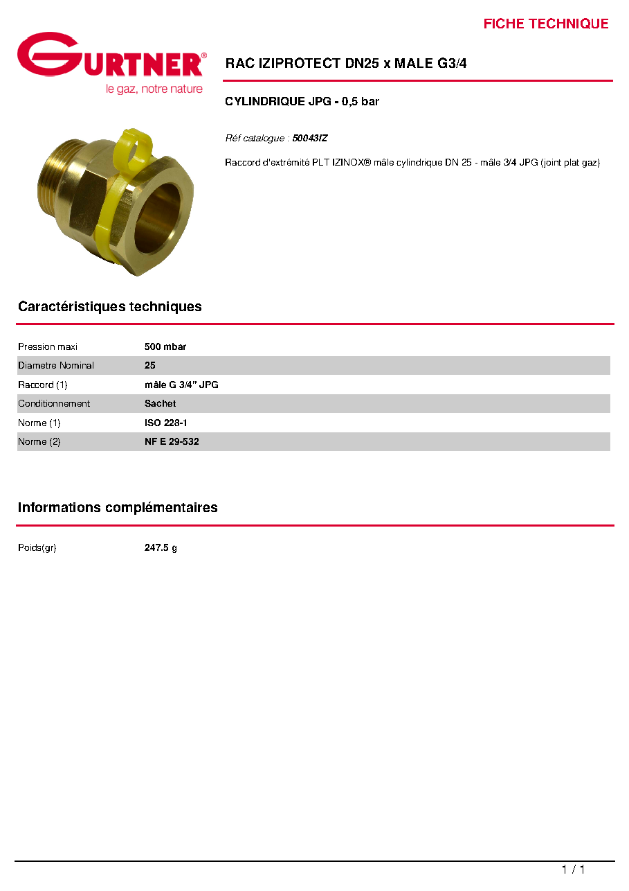 Fiche technique fournisseur