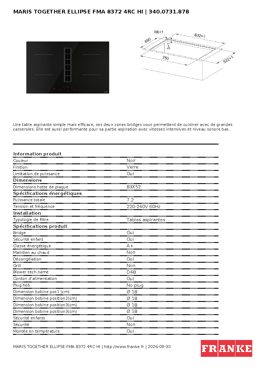 Fiche technique fournisseur