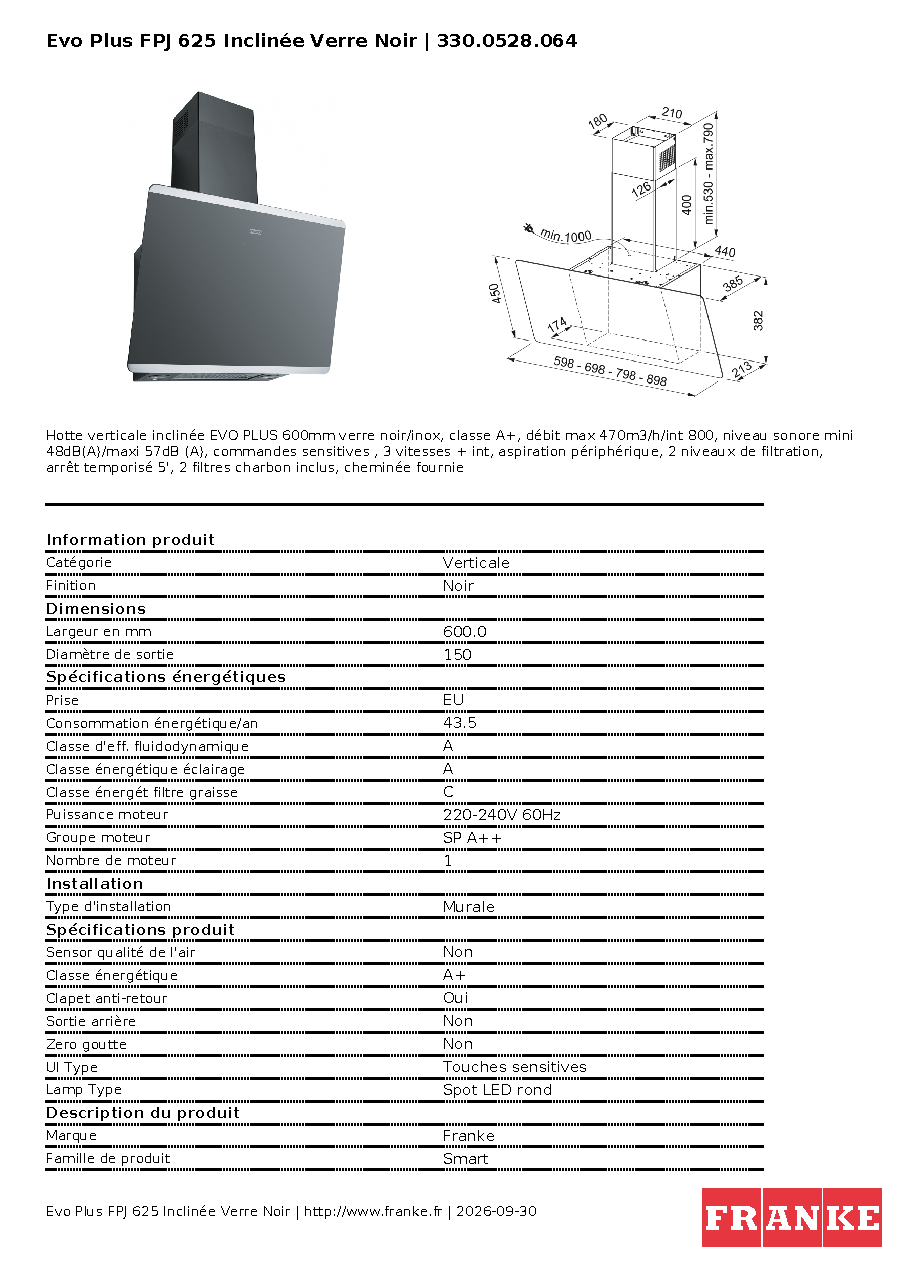 Fiche technique fournisseur