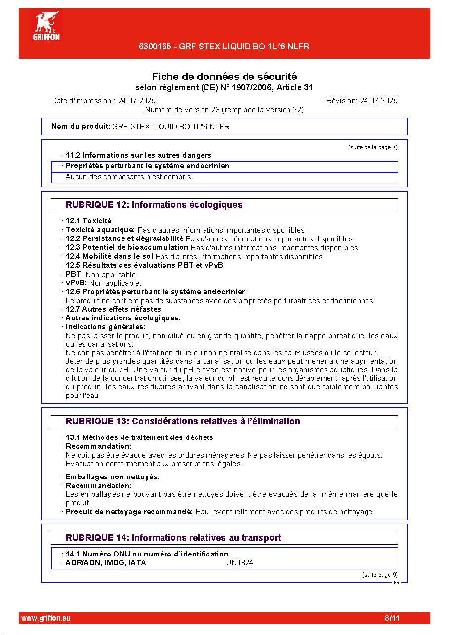 Fiche technique fournisseur