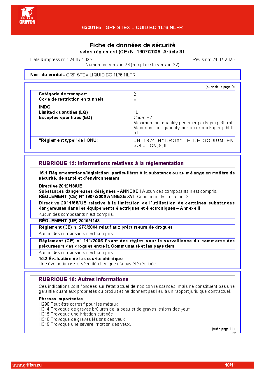 Fiche technique fournisseur