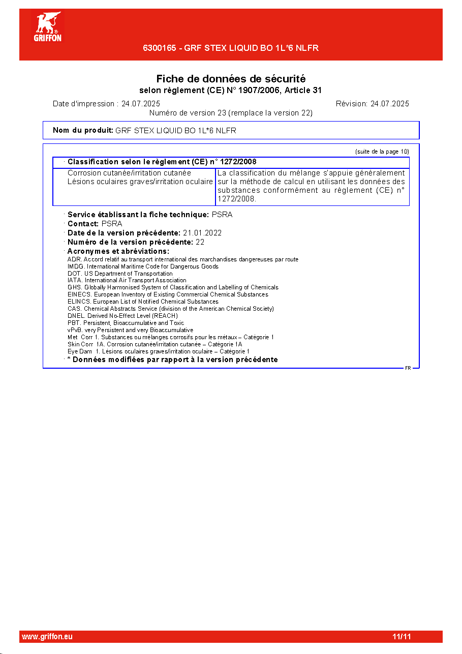 Fiche technique fournisseur