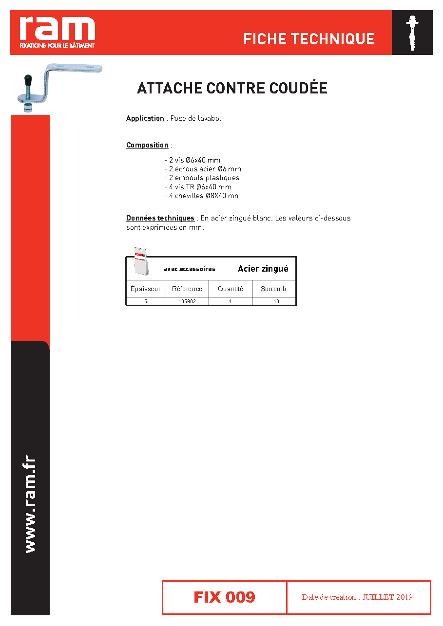 Fiche technique fournisseur