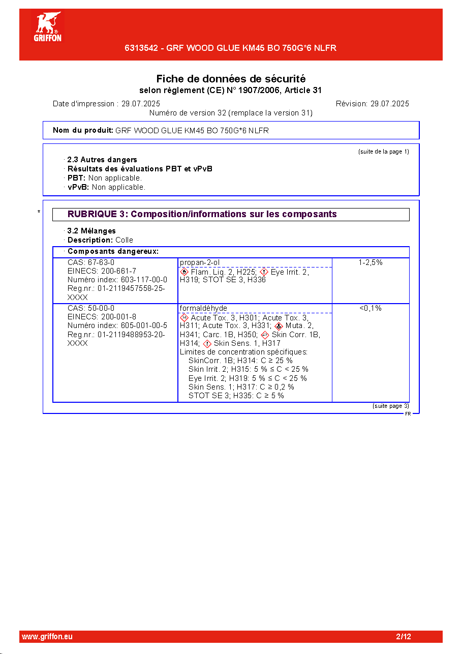 Fiche technique fournisseur