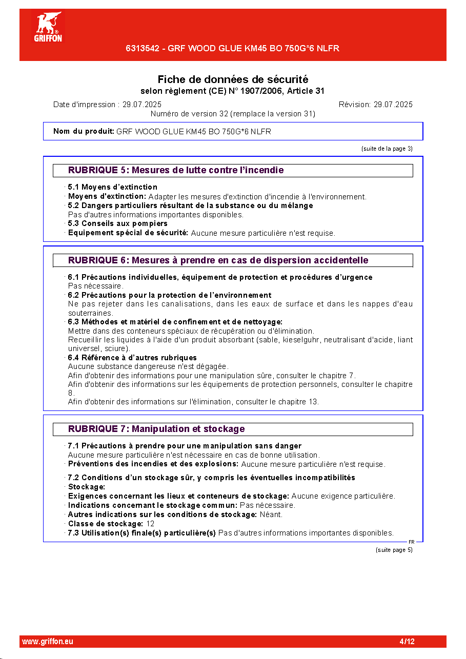 Fiche technique fournisseur
