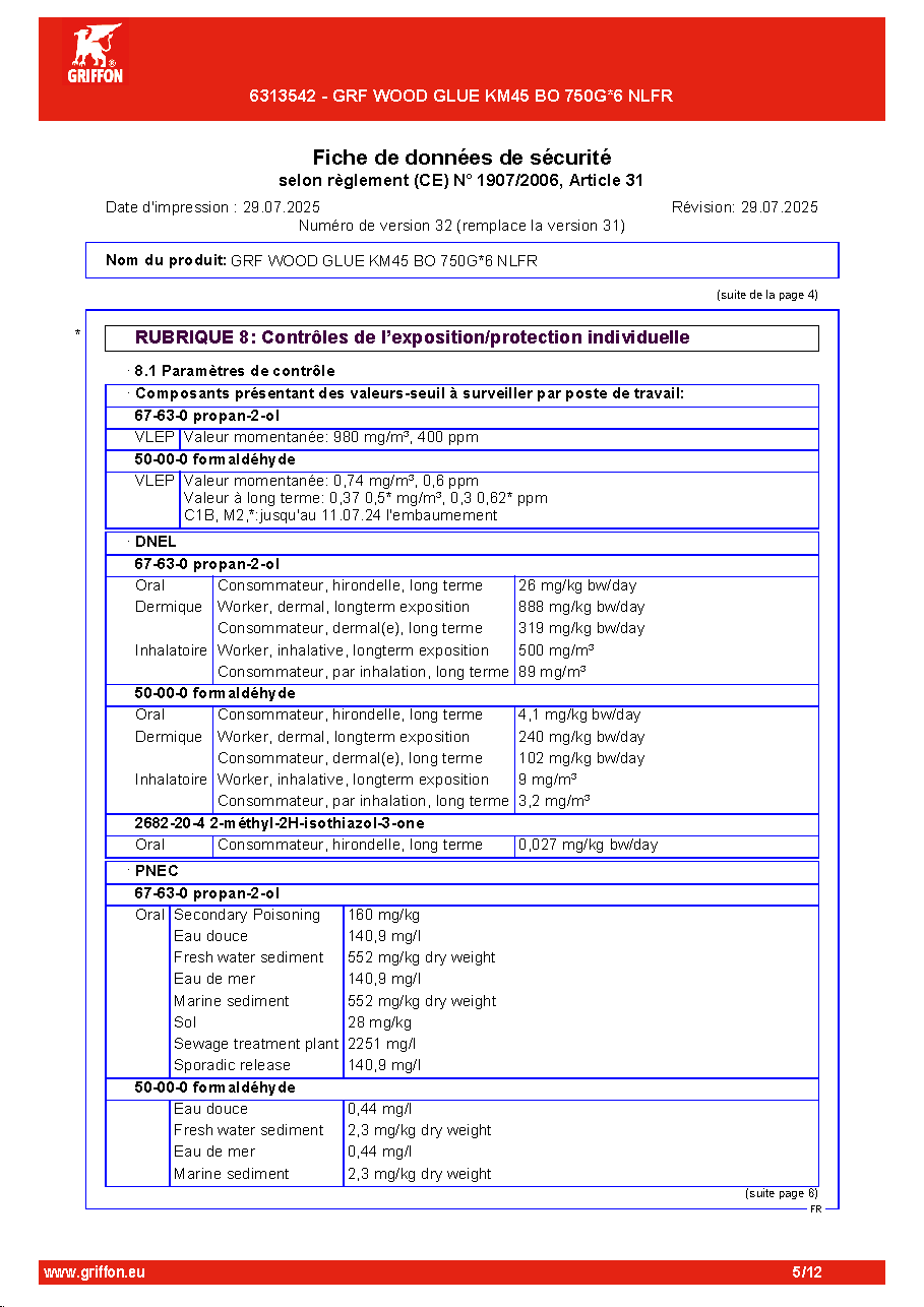 Fiche technique fournisseur