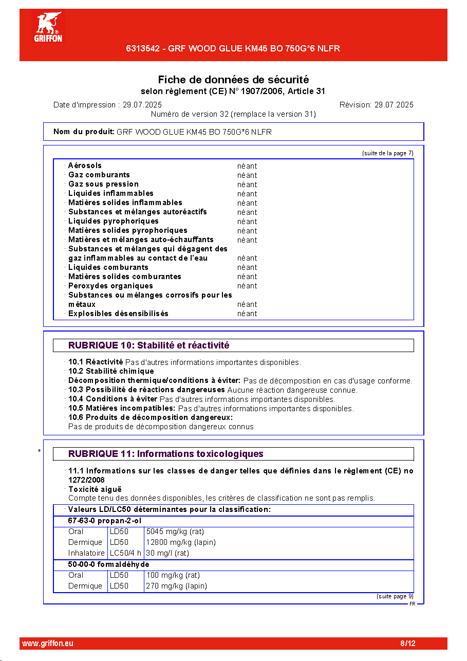 Fiche technique fournisseur