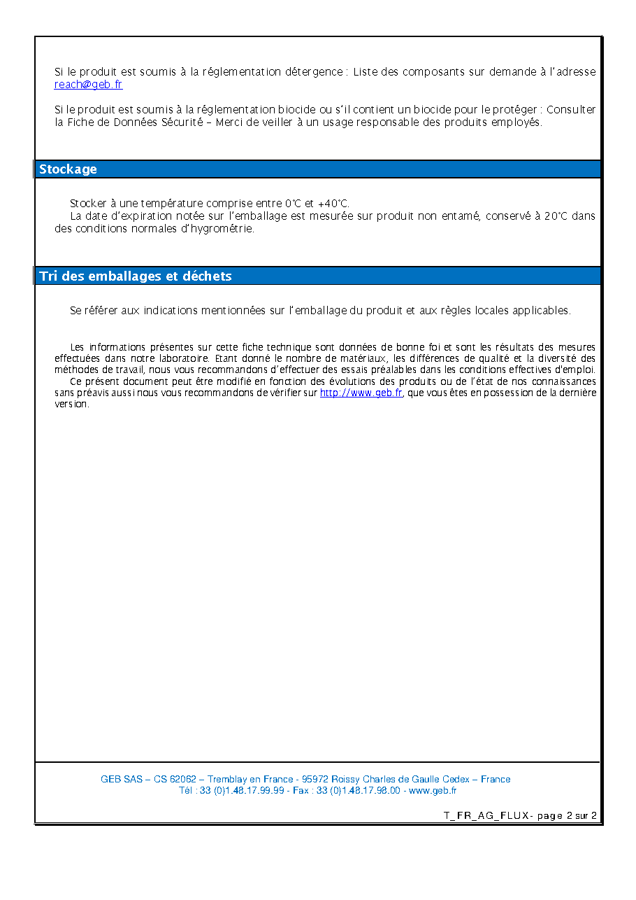 Fiche technique fournisseur