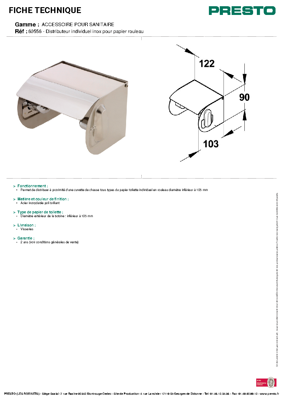 Fiche technique fournisseur