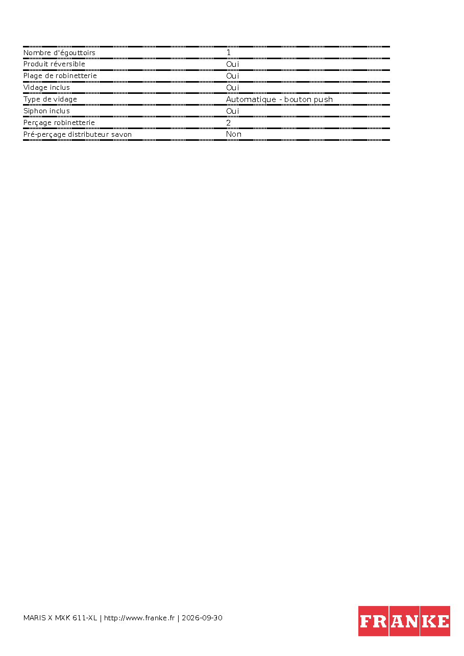 Fiche technique fournisseur