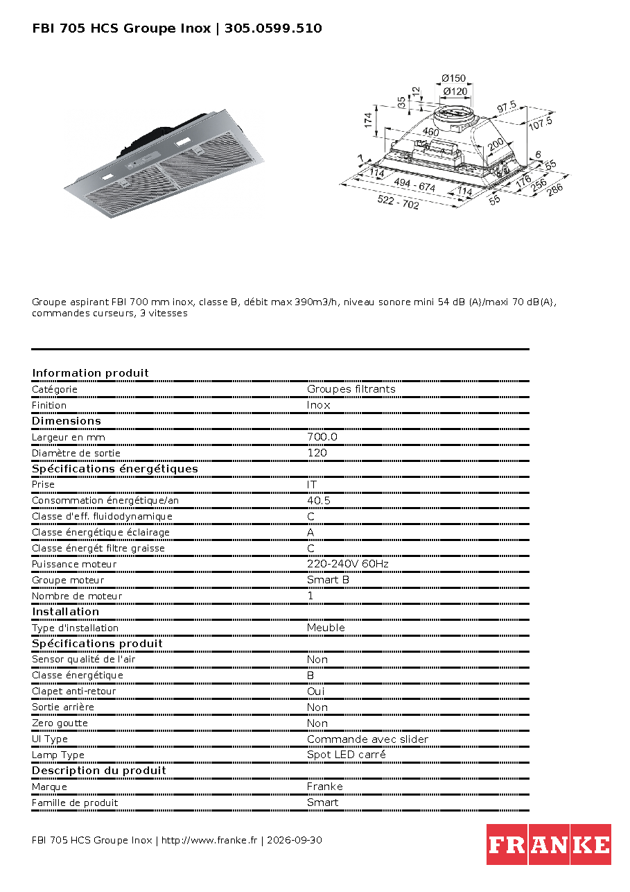 Fiche technique fournisseur