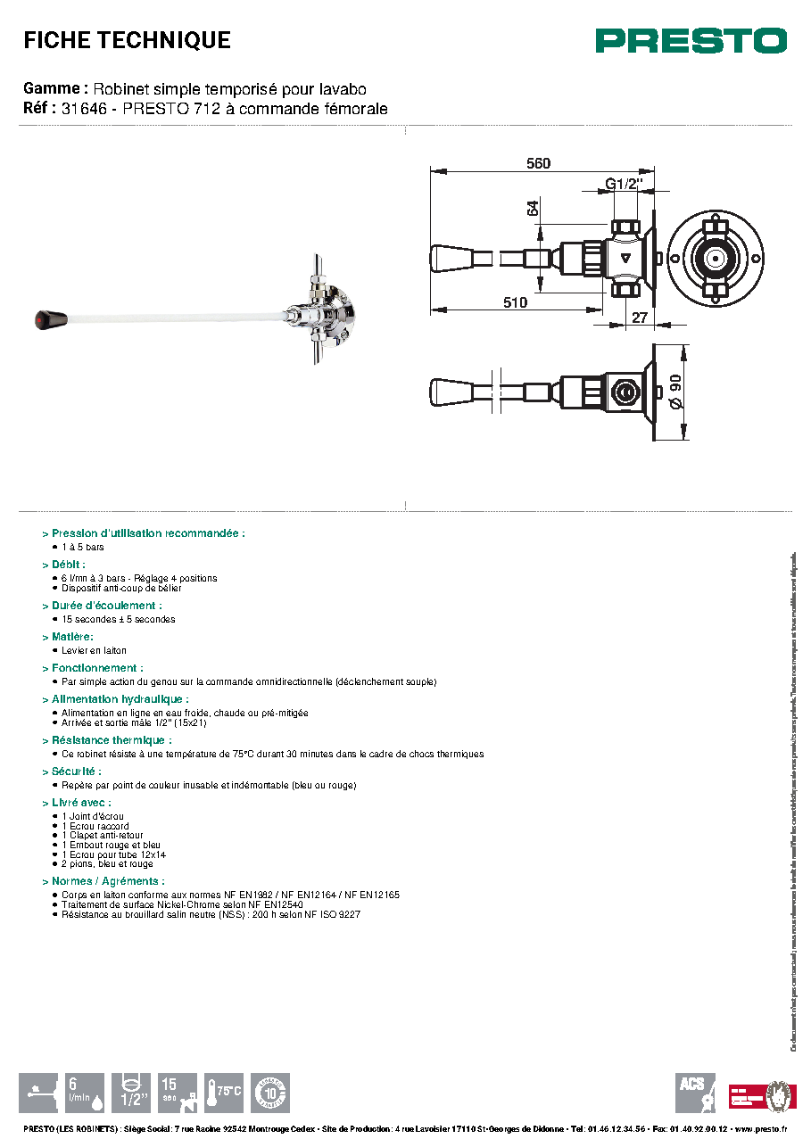 Fiche technique fournisseur