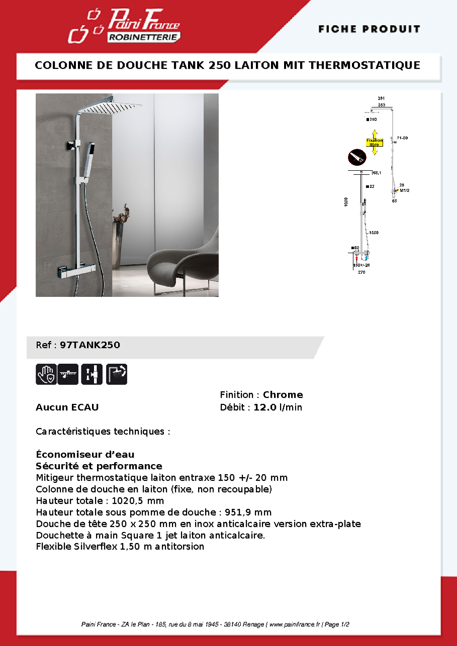 Fiche technique fournisseur