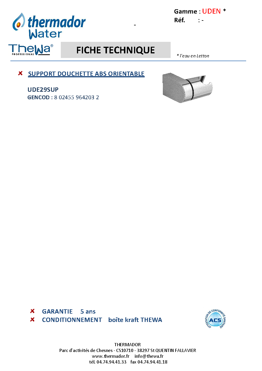 Fiche technique fournisseur