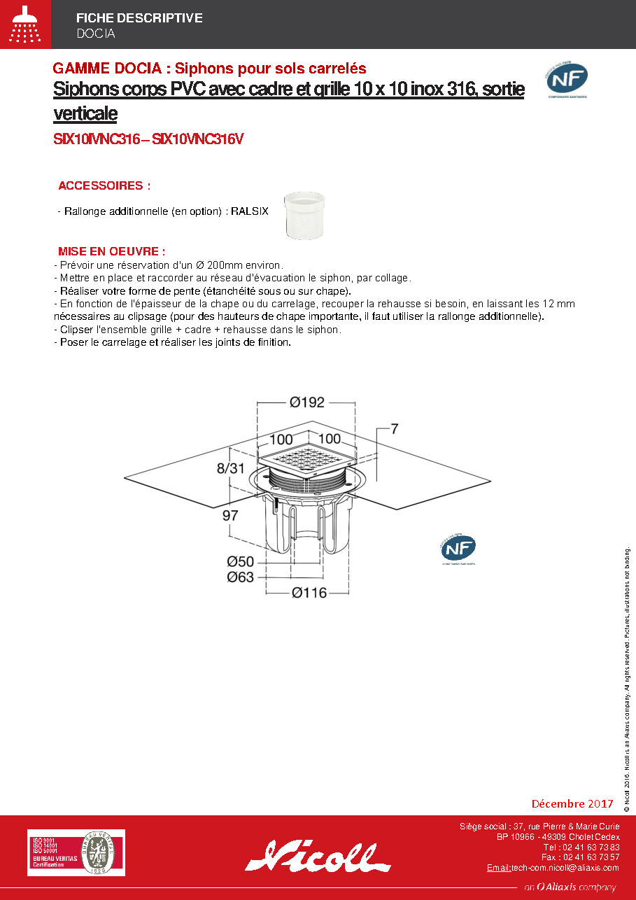 Fiche technique fournisseur