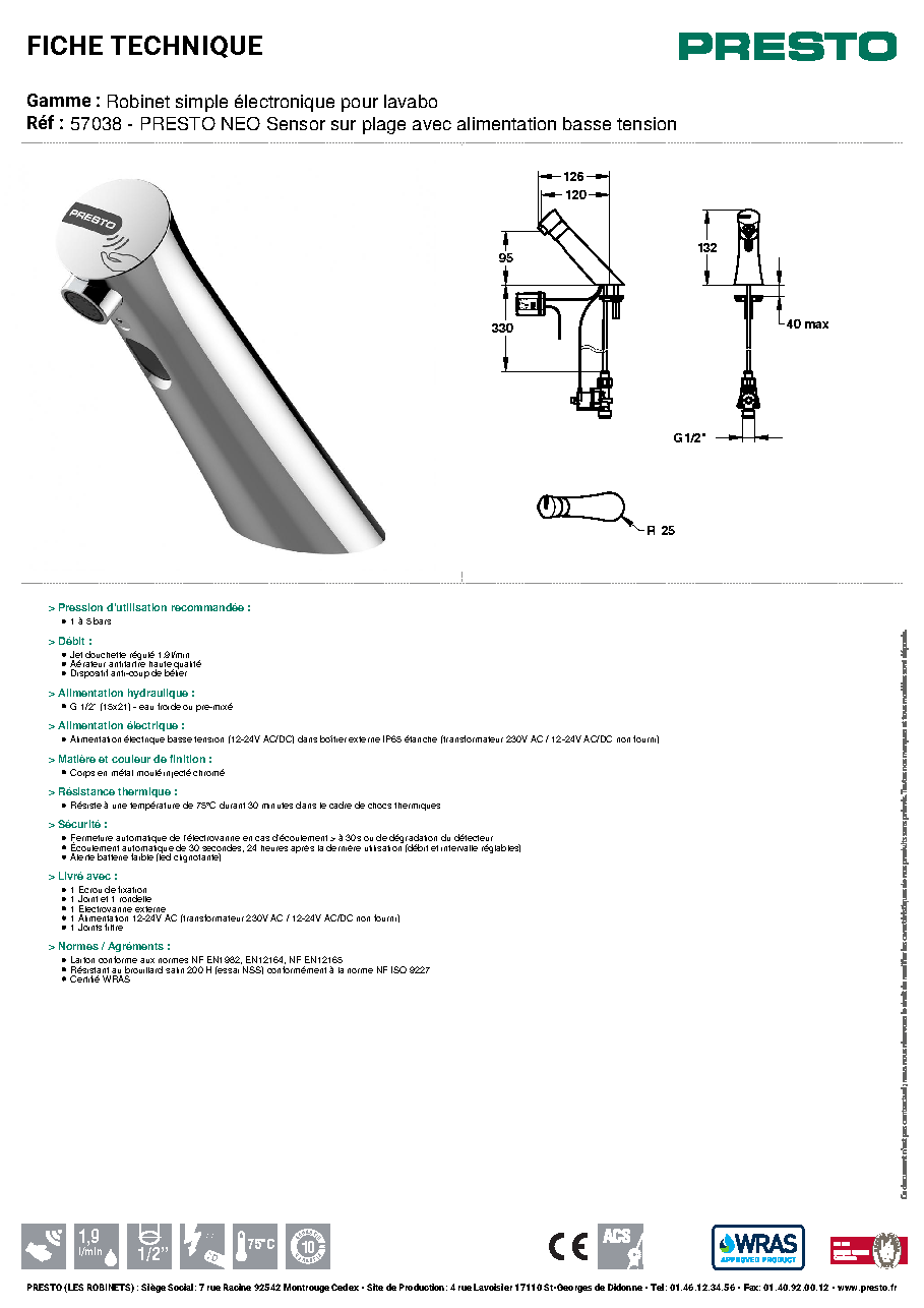 Fiche technique fournisseur
