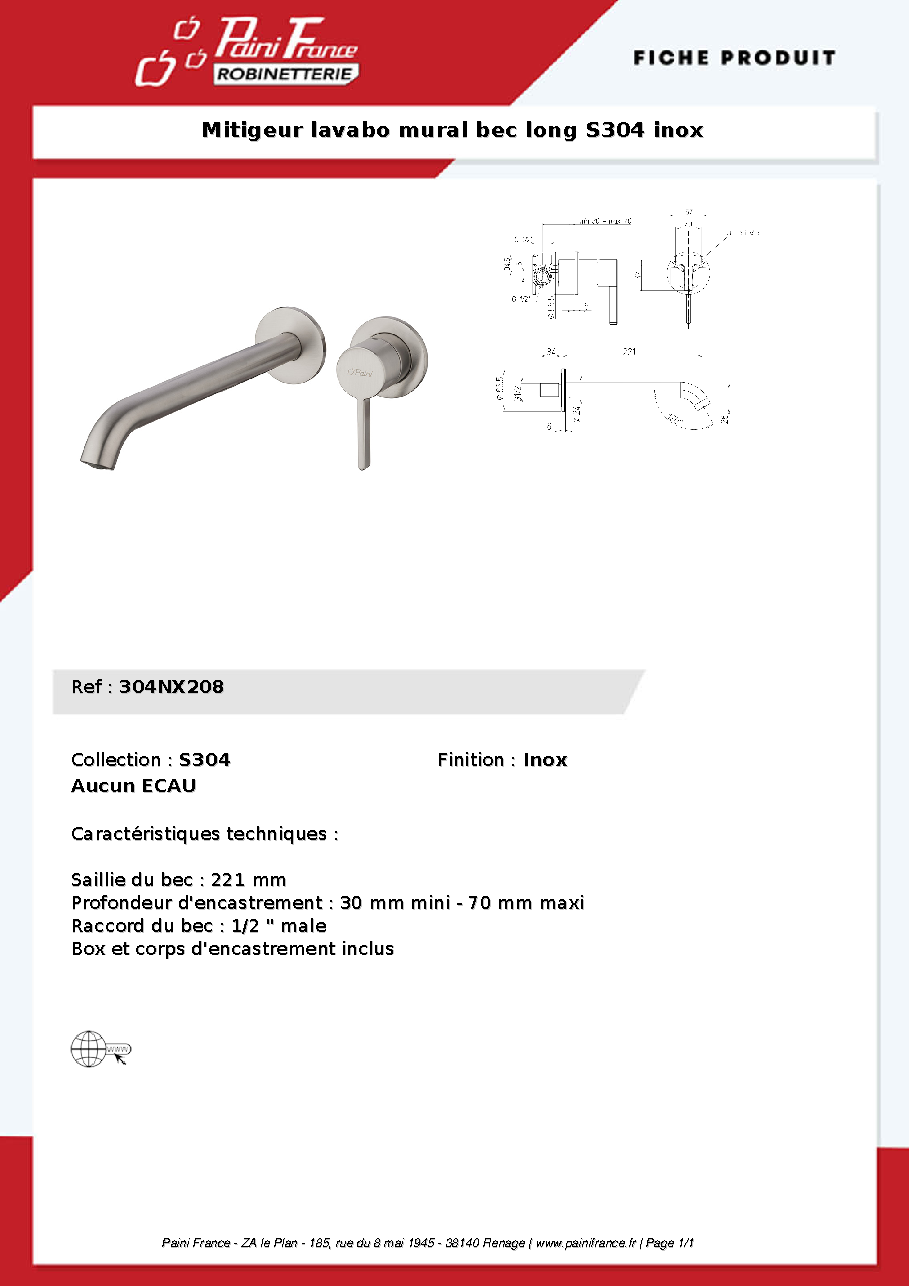 Fiche technique fournisseur