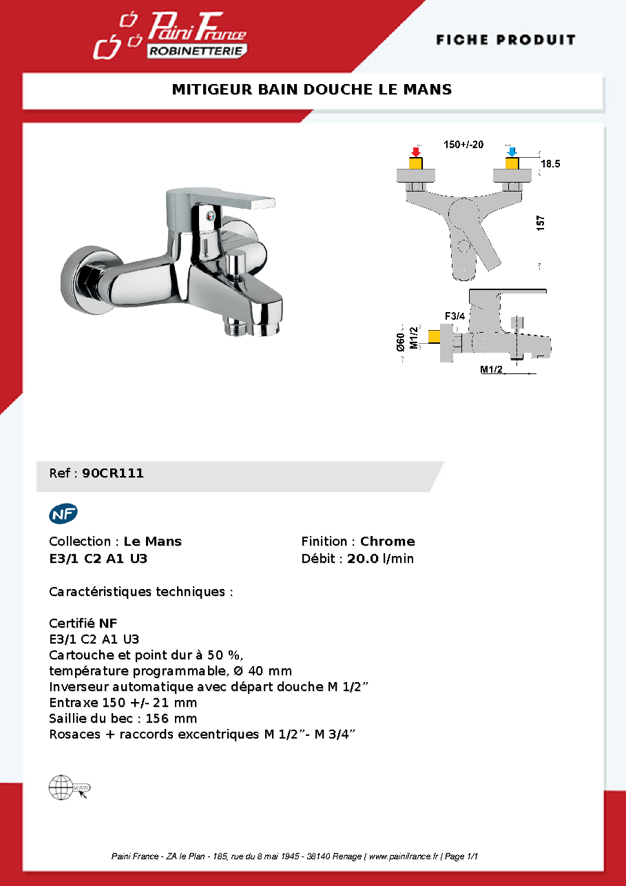 Fiche technique fournisseur