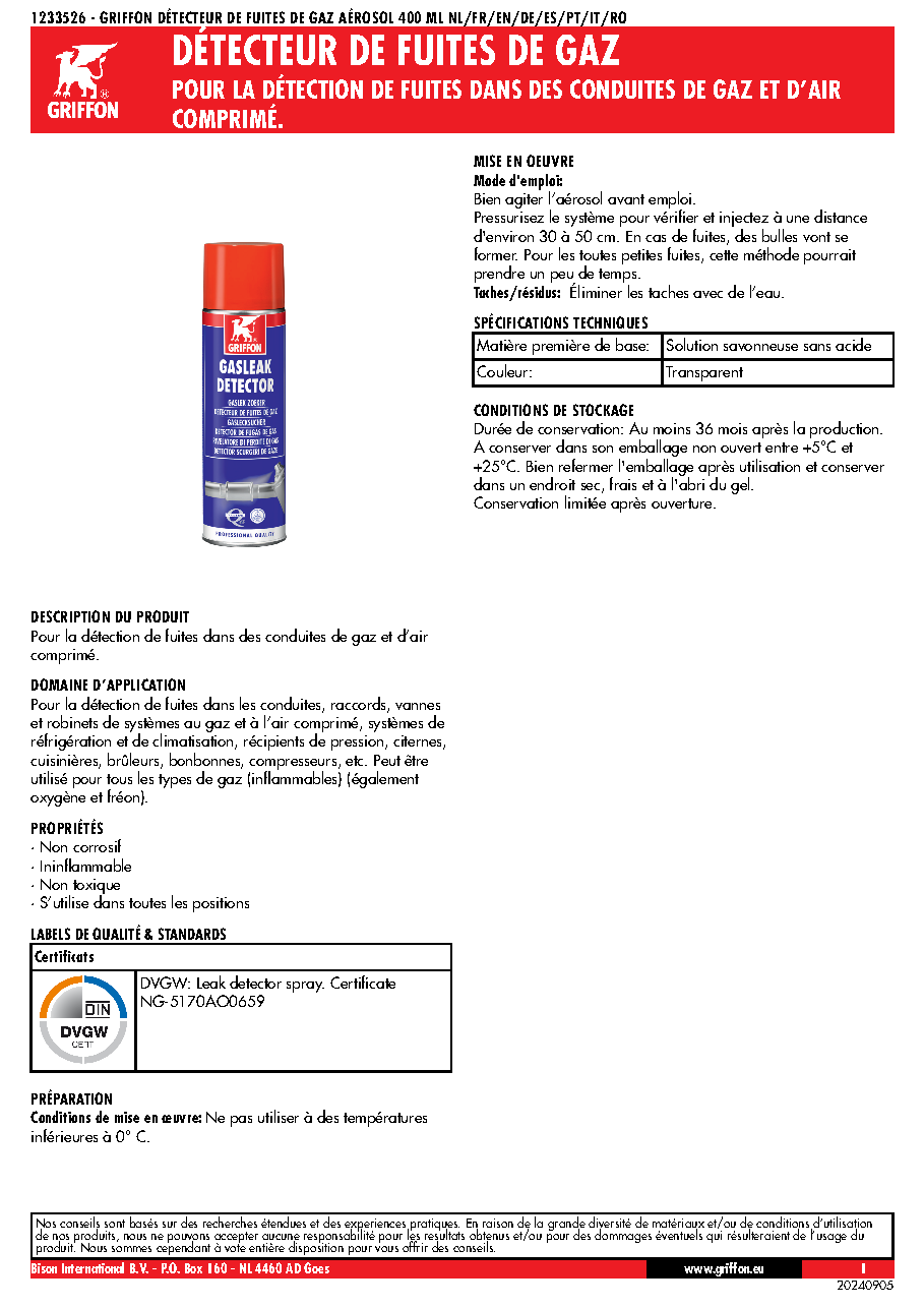 Fiche technique fournisseur