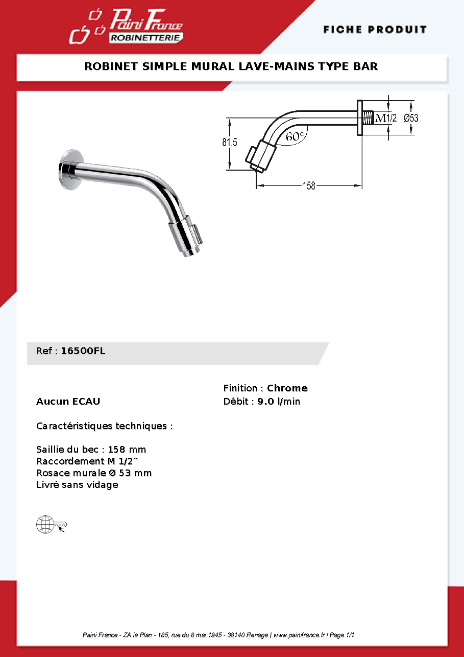 Fiche technique fournisseur