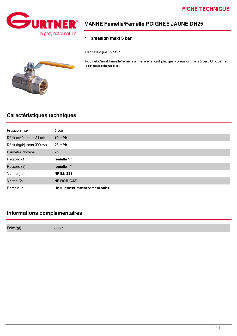 Fiche technique fournisseur
