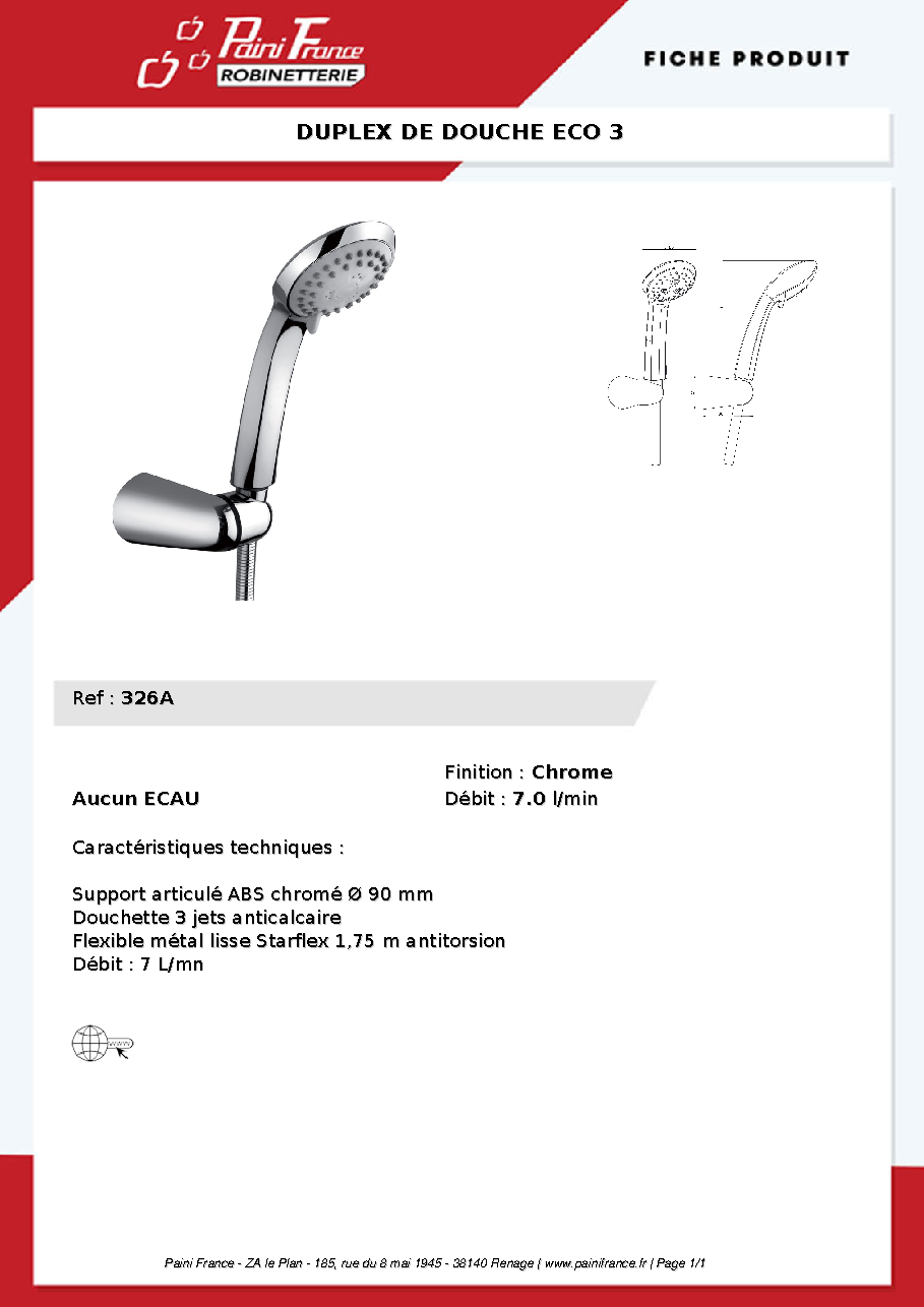 Fiche technique fournisseur