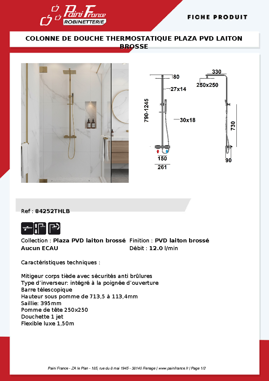 Fiche technique fournisseur