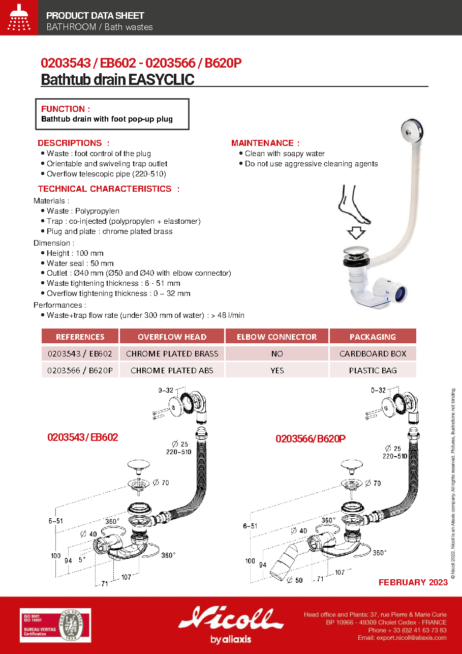 Fiche technique fournisseur