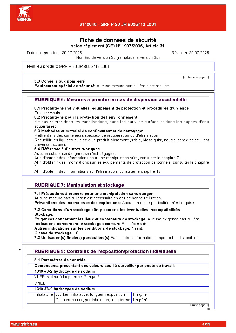 Fiche technique fournisseur