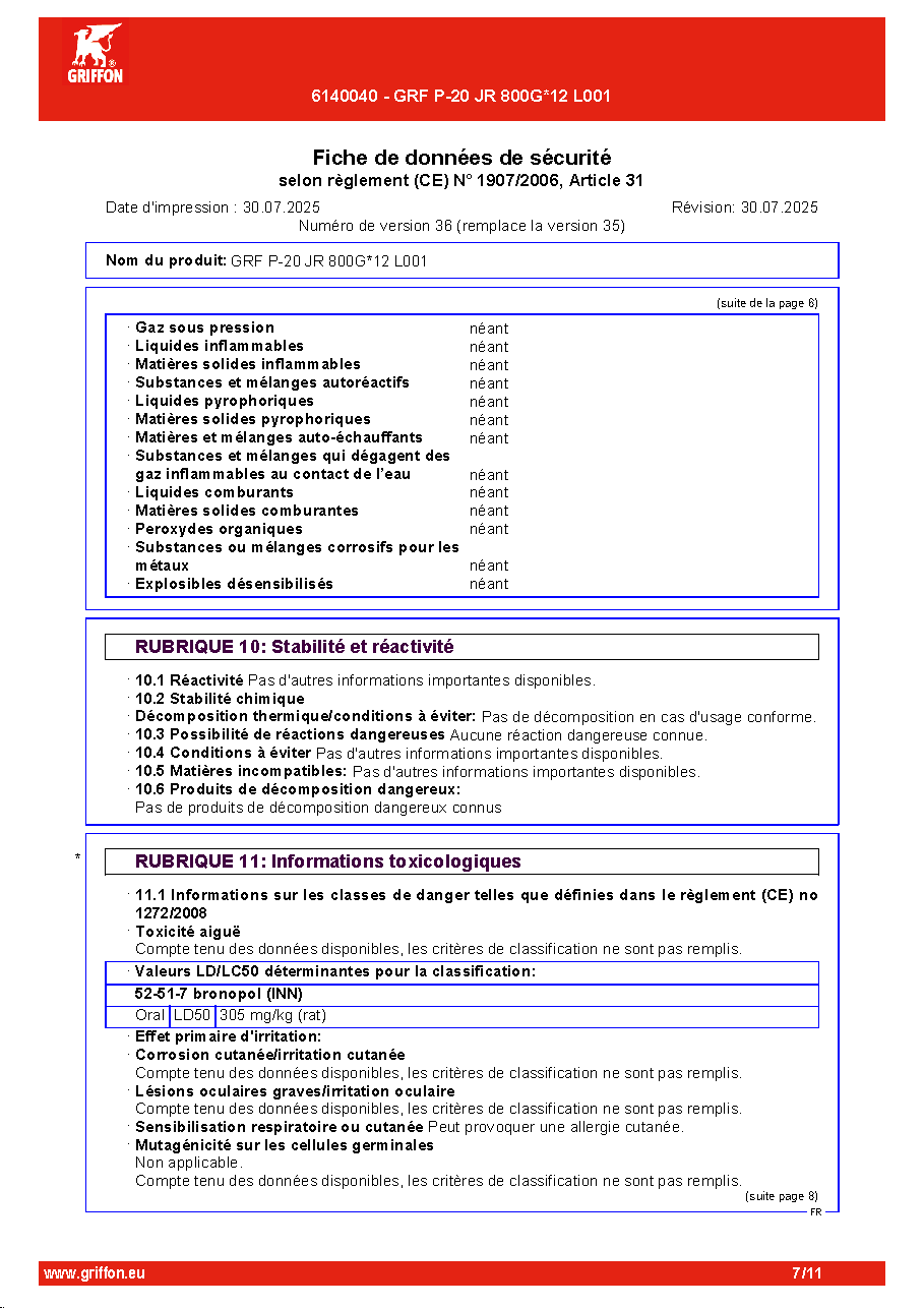 Fiche technique fournisseur