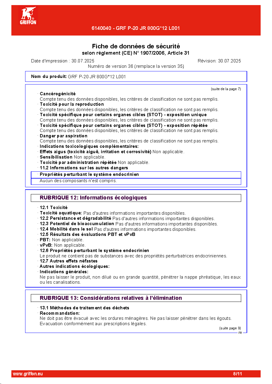 Fiche technique fournisseur