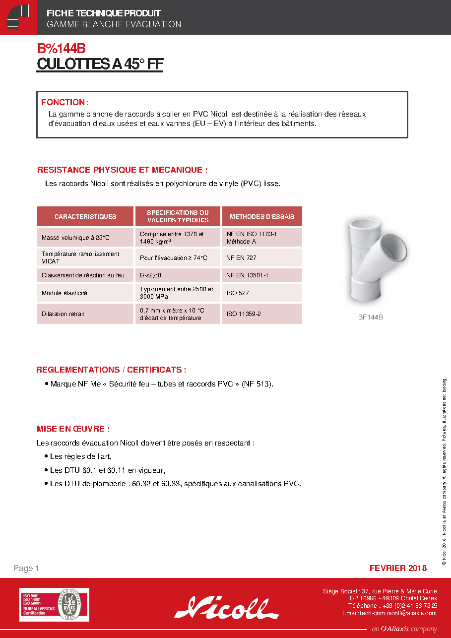 Fiche technique fournisseur