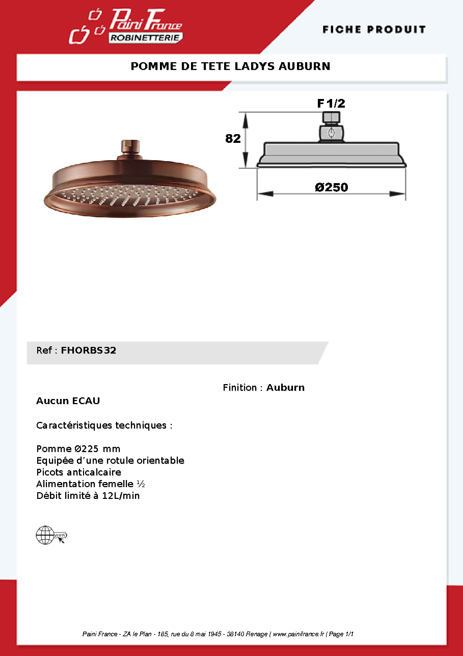 Fiche technique fournisseur
