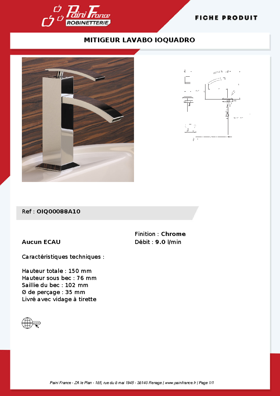 Fiche technique fournisseur