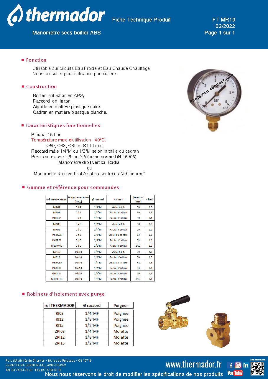 Fiche technique fournisseur