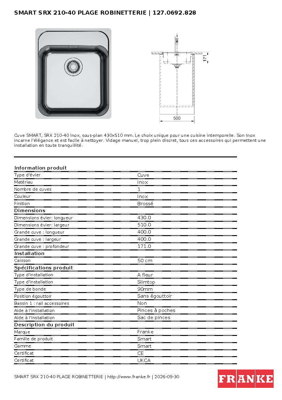 Fiche technique fournisseur