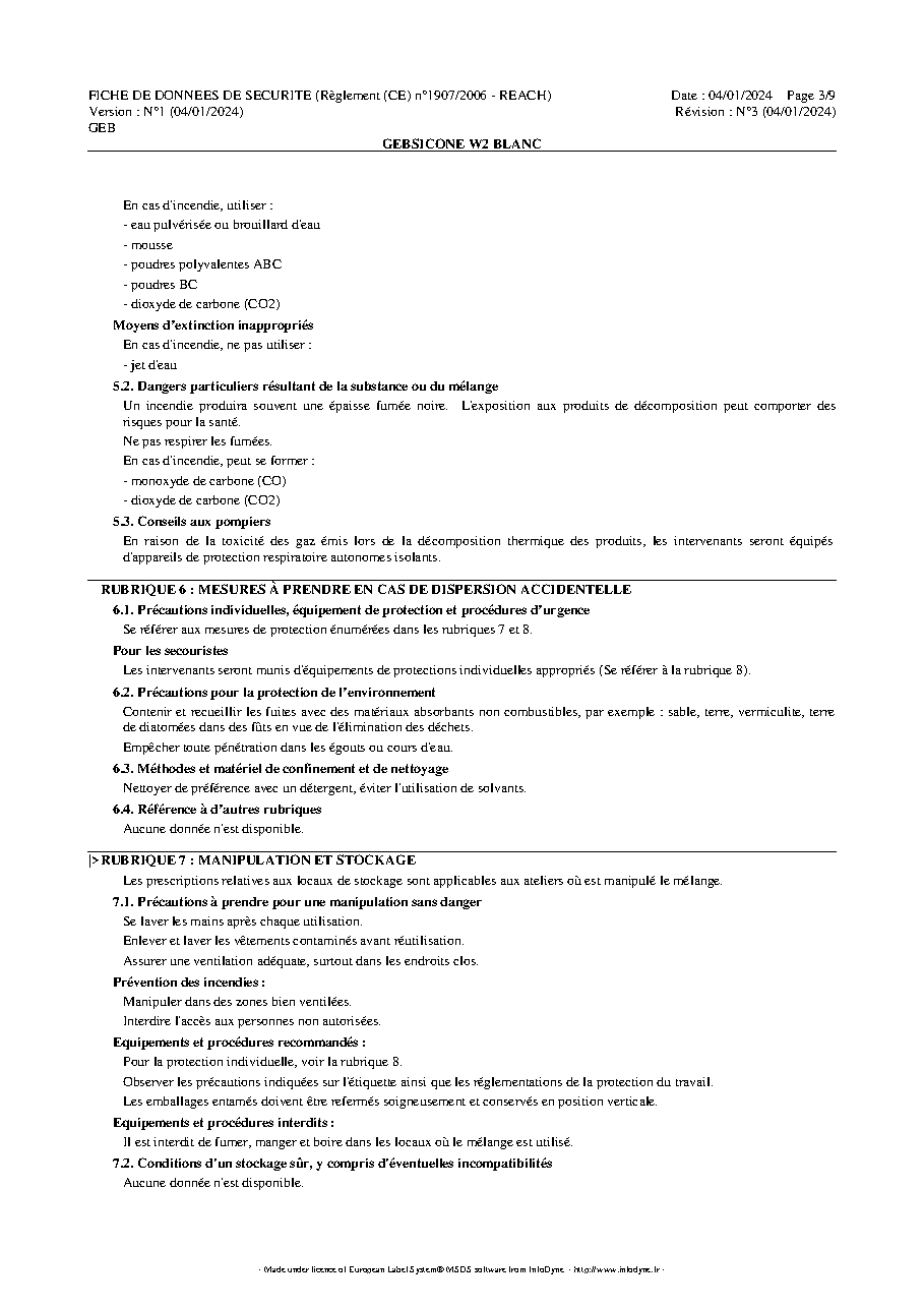 Fiche technique fournisseur