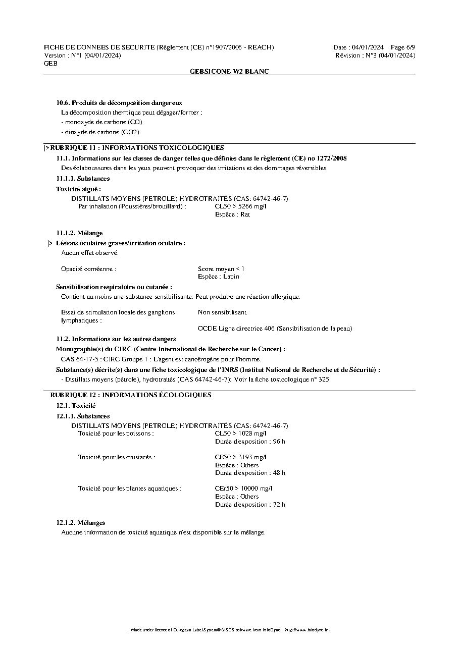 Fiche technique fournisseur