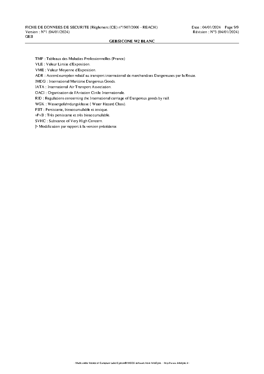 Fiche technique fournisseur