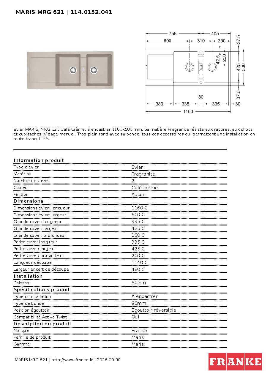Fiche technique fournisseur