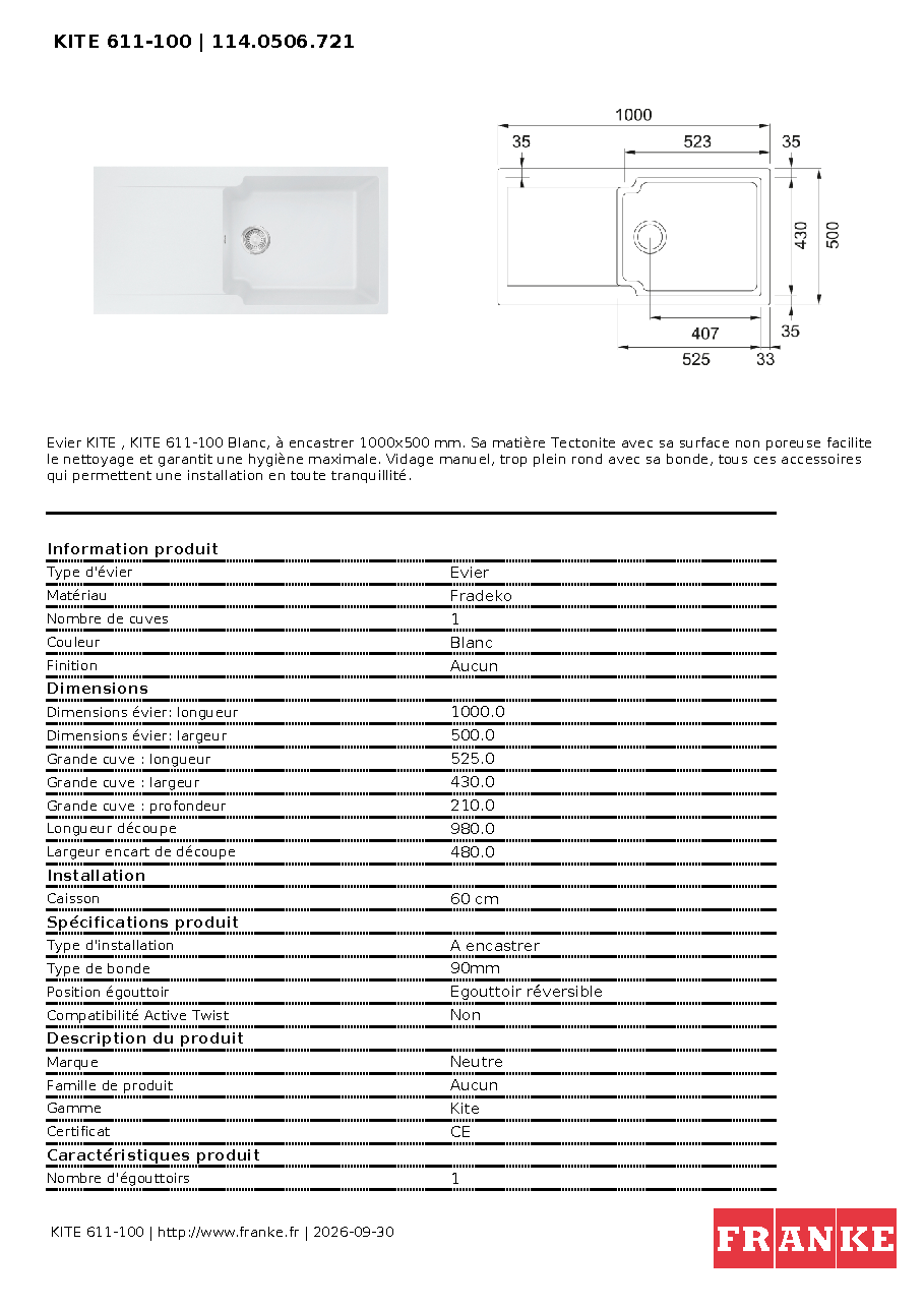 Fiche technique fournisseur
