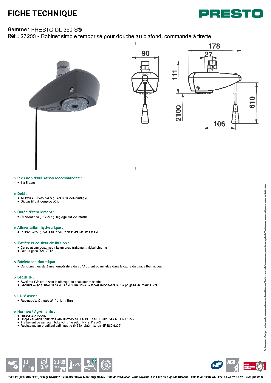 Fiche technique fournisseur