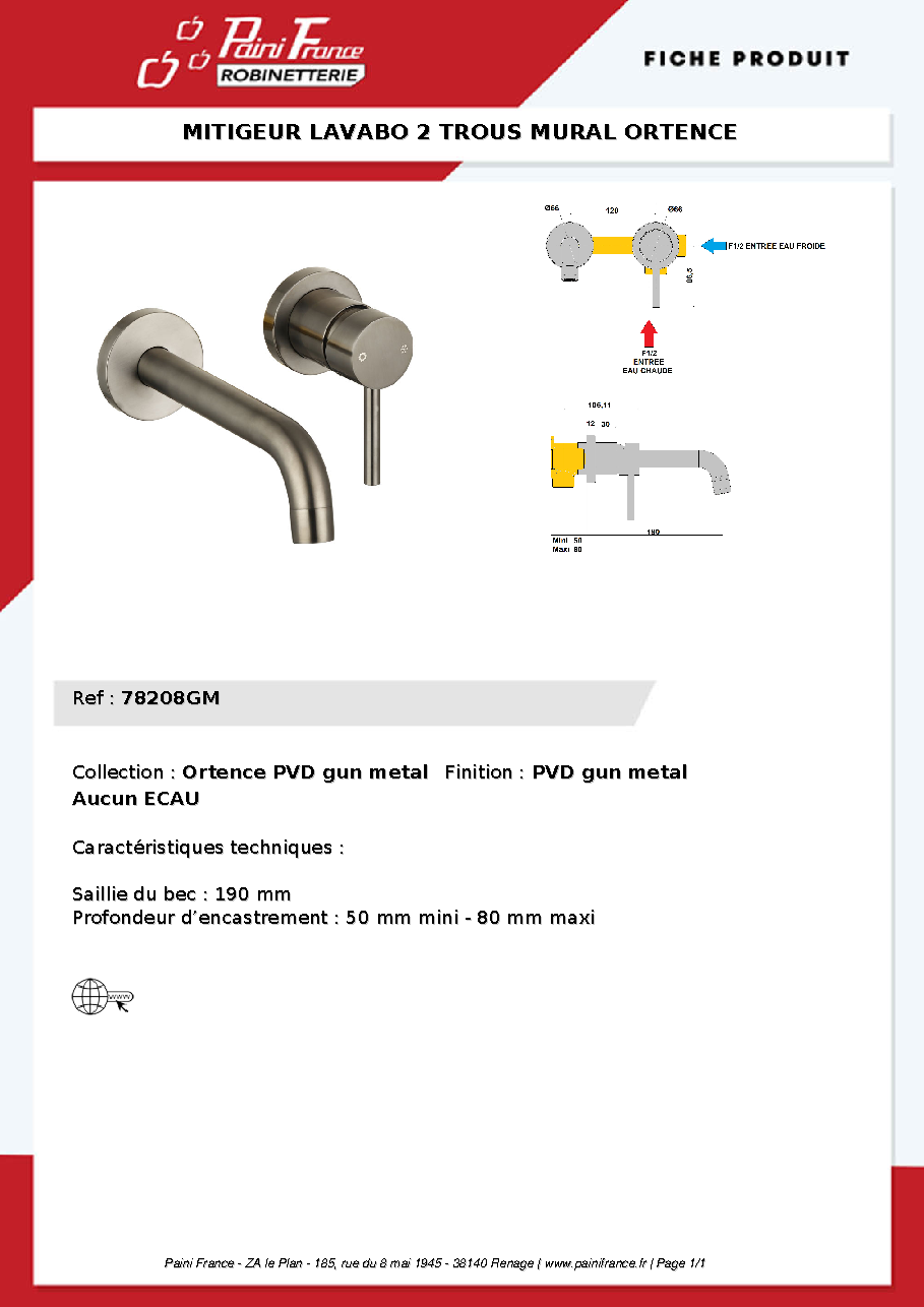 Fiche technique fournisseur