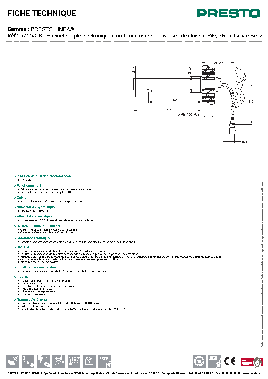 Fiche technique fournisseur