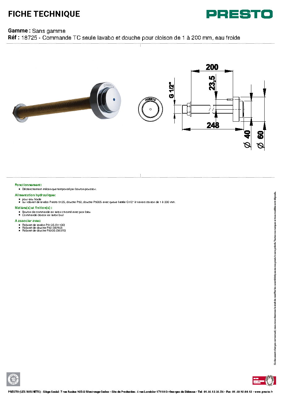 Fiche technique fournisseur