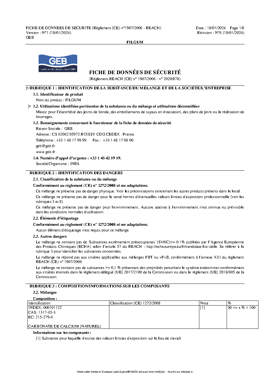 Fiche technique fournisseur