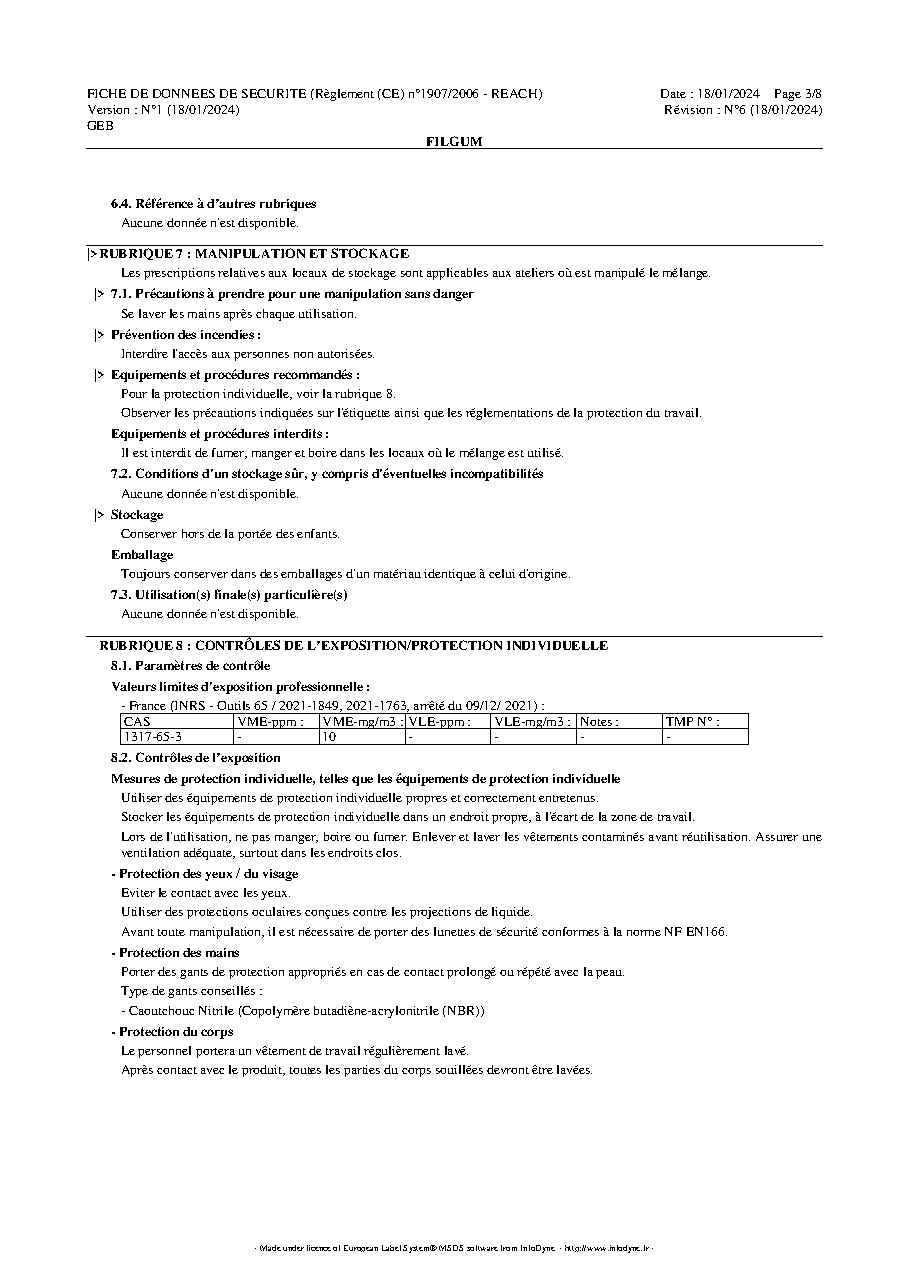 Fiche technique fournisseur