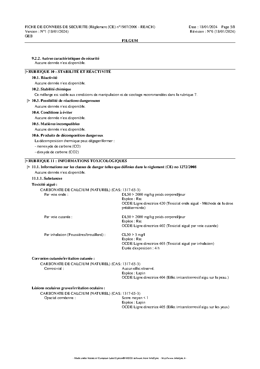 Fiche technique fournisseur